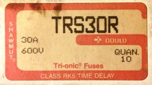 Gould shawmut trs30r fuses full box 10 each, 30a, 600v, 5x13/16&#034;, time delay for sale