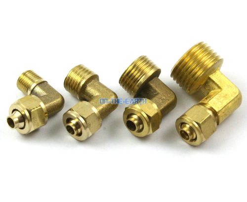 5 piece 8mm-1/2&#034; bsp brass elbow pneumatic pipe hose coupler connector fitting for sale
