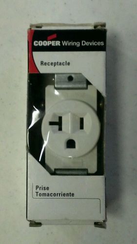 New COOPER Single Receptacle 1877W-Box (White) 20Amp. 2 pole 3 wire grounding