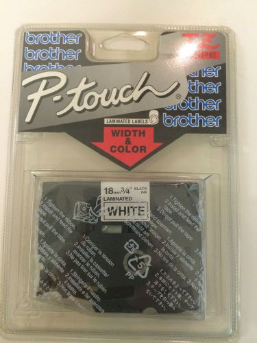 Brother - P-touch label - White Label 18mm 3/4&#034; Black Ink