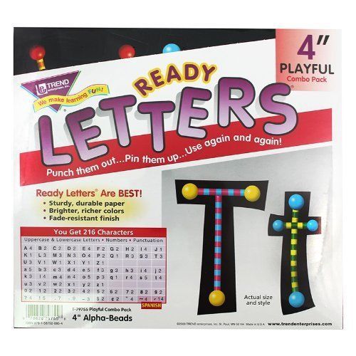 Trend Enterprises 79755 Ready Letters, Alphabeads Design, 4 in., Assorted Letter