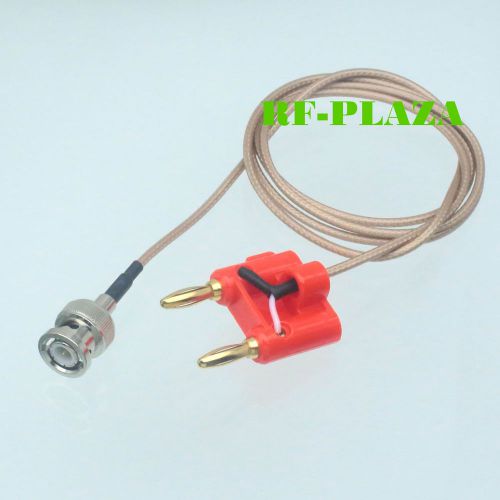 Cable bnc male q9 to dual double banana plug 4mm test probe leads rg316 100cm for sale