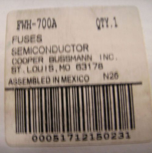 Cooper Bussmann FWH-700A 500V Semiconductor Fuse - New