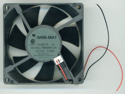 Axial Fan Minebea Co. NMB-MAT Two wire, 12v DC, 0.25A. Mod #FBA08A12H. New