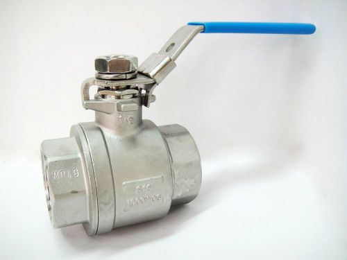 1-1/2&#034; NPT 2-PC Full Port Ball Valve 316 Stainless Steel 1000WOG