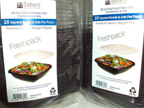 Lot 2 Sabert 25 Pack Cold Food Takeout Containers and Lids 32 oz Heavy Weight