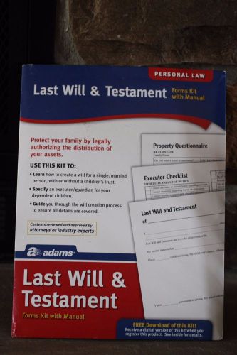 ADAMS Last Will &amp; Testament Easy to Use Kit Free Download with Kit