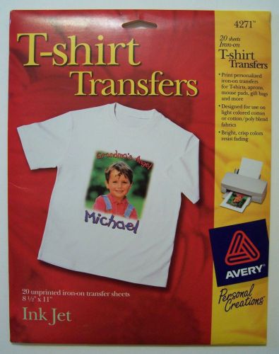 Avery 4271 T-Shirt Sheets for Ink Jet Printing 8 1/2&#034;x11&#034; 20 Sheets