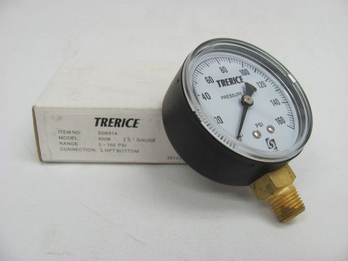 Trerice 800B Utility Gauge, 2-1/2&#034; Dial, 0 to 160 psi, 1/4&#034; NPT Bottom