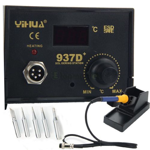 937d+ soldering station jp heater iron welding solder smd tool 5 tips stand esd for sale