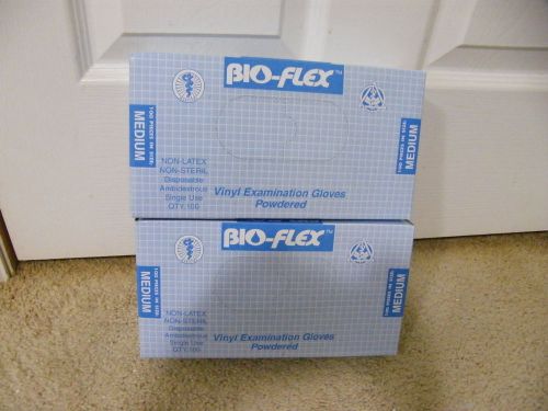 2 Boxes 100 count each Bio-Flex Vinyl Examination Gloves Powdered Size M