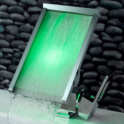Modern LED Waterfall Single Hole Bathroom Sink Faucet Basin Tap Free Shipping