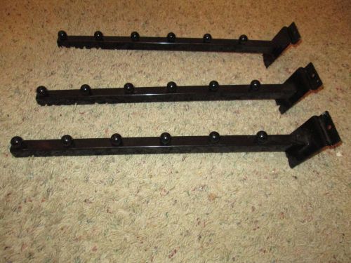 Lot of 3 black slat wall waterfall 6 ball clothes rack hangers for sale