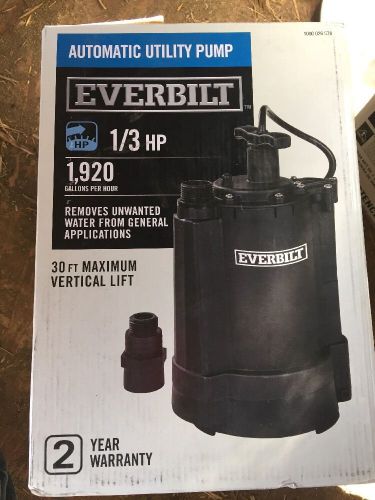 Everbilt 1/3 HP Electric Utility Submersible Pump 1,920 GPH 100 026 578 UT03301