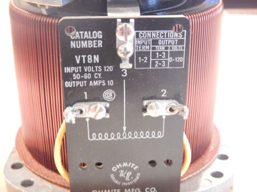 Ohmite Variable Transformer Cat No. VT8N  0-120V 10A New