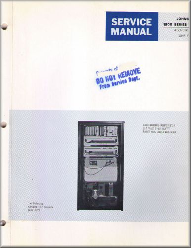 Johnson Service Manual 1200 SERIES REPEATER 450-512 MHz