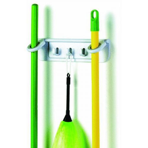 Spectrum 33300 mop and broom organizer long handle tool rack  white for sale