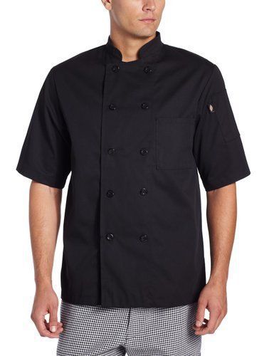 Dickies Men&#039;s Donatello Short Sleeve Classic Chef Coat, Black, Large