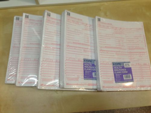 New cms-1500 hcfa health insurance claim forms (version 02-12) 1250 forms - 5 pk for sale