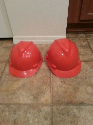 2 protection hat orange good fore construction work.