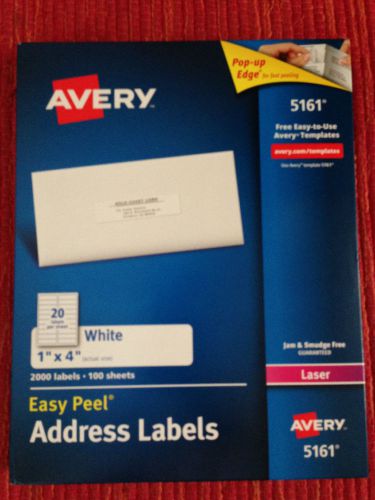AVERY 5161 White Address Labels 1&#034; X 4&#034; 100 sheets 20 labels per sheet NEW