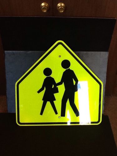 Flourescent yellow school crossing aluminum 30&#034; x 30&#034; street sign (19551-604a) for sale