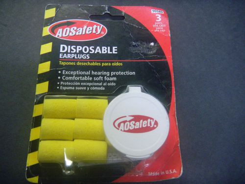 Ear Plugs 3 Pair AO Safety Disposable E-A-R 90580 Uncorded w/Case NRR 29 dB