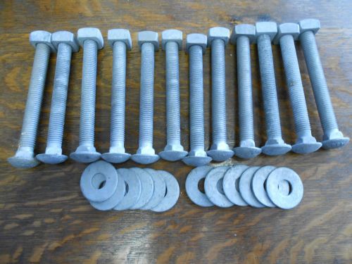 12 Carriage  Bolts 5/8-11 x 6&#034; Galvanized with nuts and washers