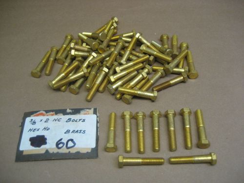 Vtg 60 NOS Solid Brass 3/8&#034; x 2&#034; NC Hex Cap Bolts Good Old Quality Item