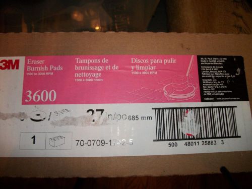 3M 27&#039;&#039; X 1/4&#034; PINK ERASER BURNISHING PAD UP TO 3600 CASE OF 5 NEW