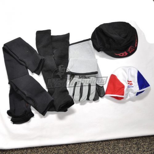 (3) Pair Kevlar sleeve, welding beanie, welding cap,  large Miller Tig gloves