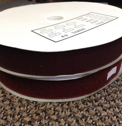 25 yards 1 1/2&#034; burgundy sew on hook and loop velcro (2 rolls) for sale