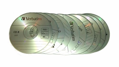 10 Verbatim CD-R 700MB 52x 80min Blank Write Once Recordable Discs - No Sleeves