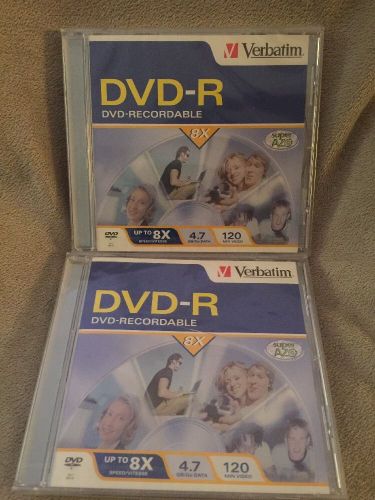 Verbatim DVD-R DVD Recordable 4.7 GB 120 Minute Video Blank Discs New Lot Of 2!