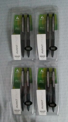 4 x Staples Avant  Set of 2 Retractable Pens, Silkscribe Ink, Med, Black 1.0 mm