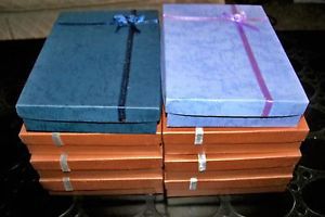 LOT OF 6 LG BRONZE &amp; 2 OTHER COLORED NECKLACE SET  JEWELRY PACKAGING GIFT BOXES