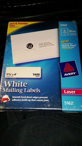 AVERY 5162 White Mailing Labels Laser NIB 1400 labels total 1-1/3&#034; x 4&#034;