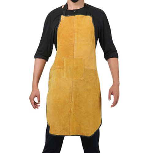 Bib Apron Weld Premium Yellow Split Cowhide Leather Welding Apron 24&#034;w x 36&#034; L