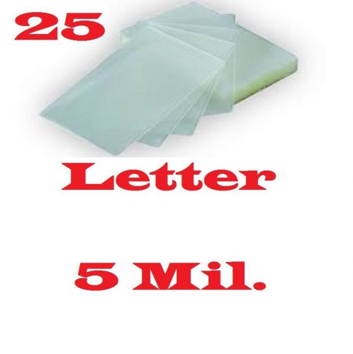 25 Letter Size Laminating Laminator, Pouches Sheets   5 Mil  9 x 11-1/2