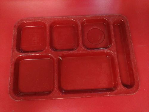 Lot of 12 carlisle p614r 6-compartment divided tray, 14 x 10, red #1182 for sale