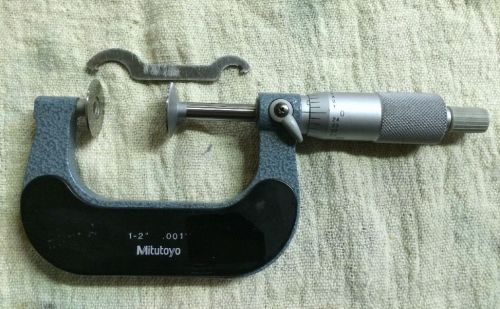 MITUTOYO 1-2&#034; DISC OUTSIDE MIC , Model 123-126,.001 Resolution