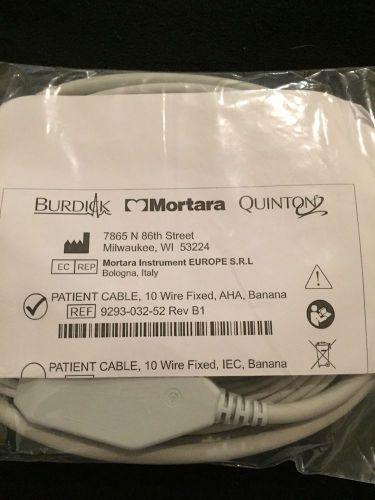 New Burdick, Mortara, Quinton Patient Cable. 9293-032-52