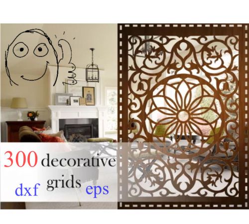 dxf eps cdr plans template  CNC cut files 300 decorative grids