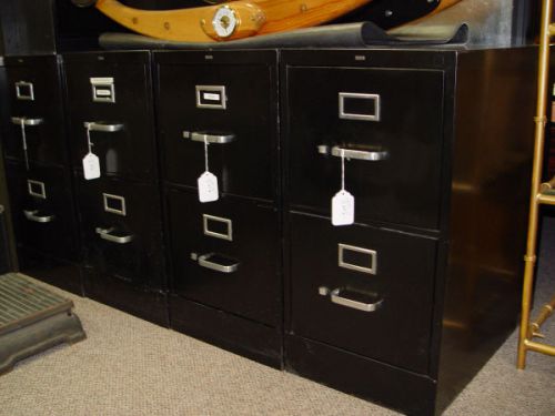 Black metal file cabinet w/ 2 drawers for sale