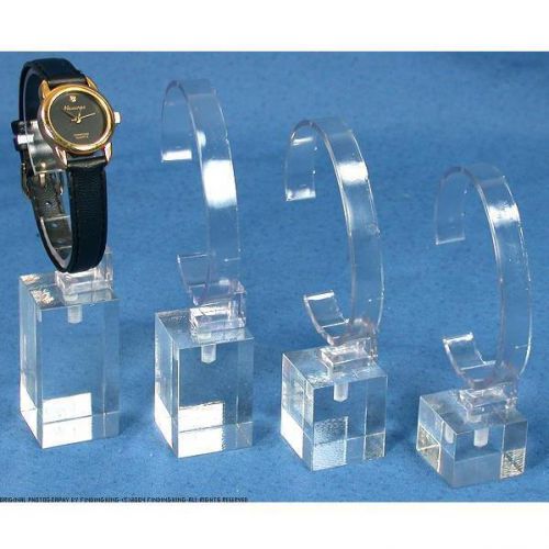 4 Clear Acrylic Watch Display Stands