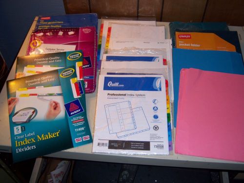 Large Lot of Office Supplies - Folders, Index Dividers, Sheet Protectors
