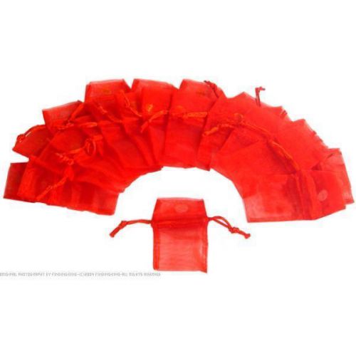 24 Red Organza Drawstring Jewelry Pouches 2&#034;