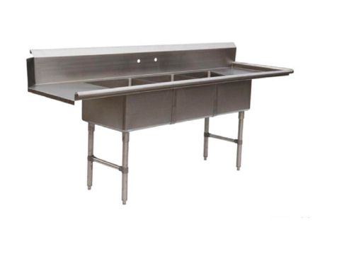 Three compartment dish table  20&#034;l x 20&#034;w x 12&#034;d (right side) bbksdt-3-20-12-20r for sale