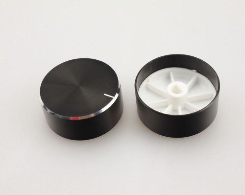 2 x Aluminum Hi-Fi Control Knob Insert Type 40mmDx17mmH Black 6mm D Shaft