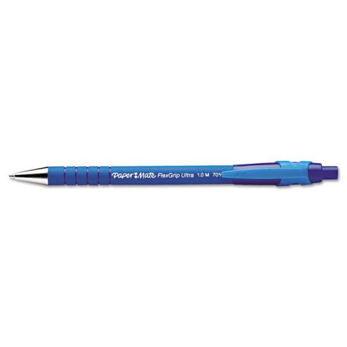 Papermate Flexgrip Ultra Recycled Ballpoint Retractable Pen Blue Ink Medium, 12